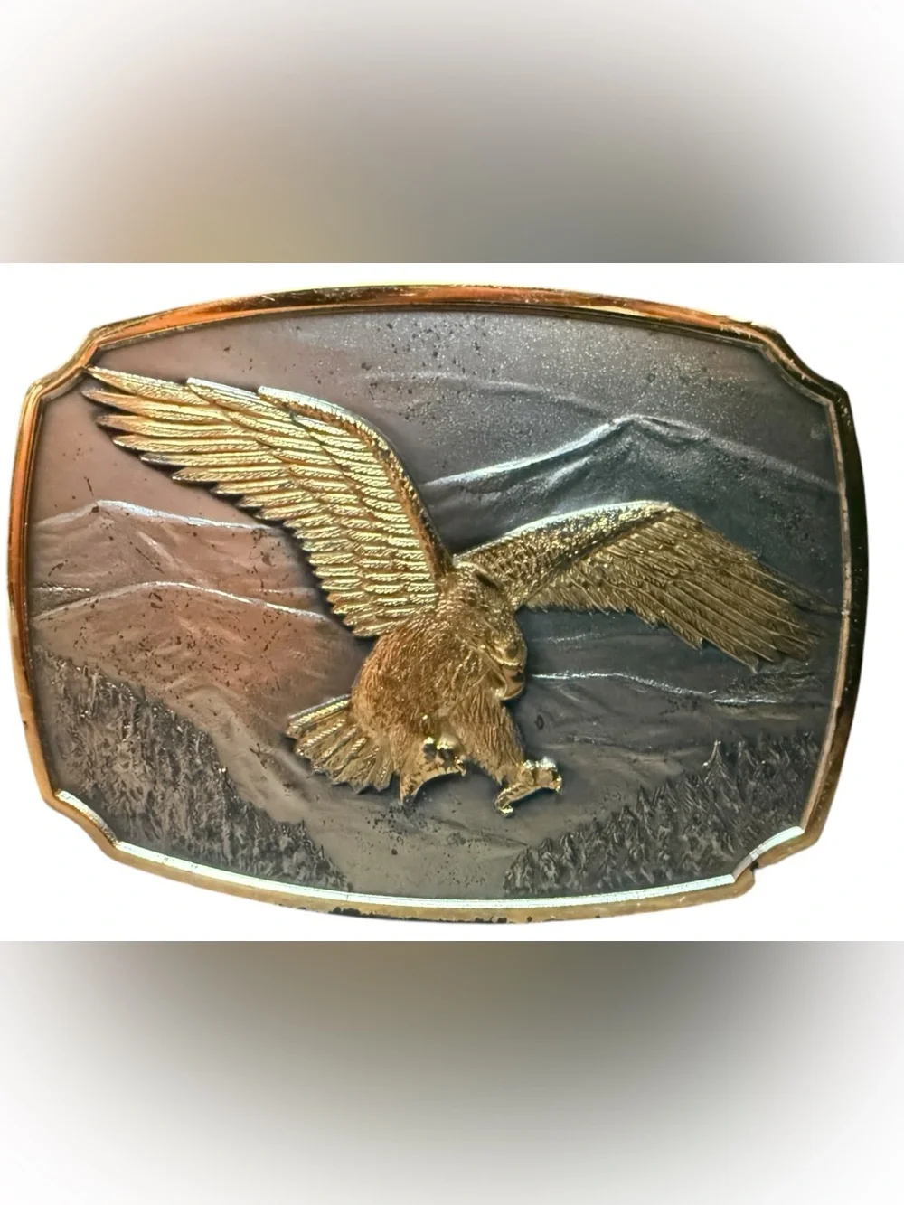 VTG 1981 The Historic Providence Mint Bald Eagle Sterling Silver Belt Buckle USA